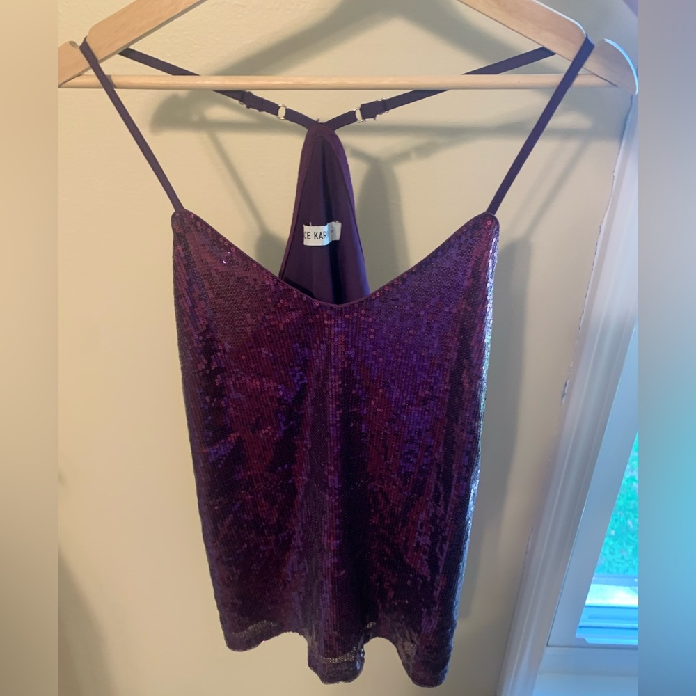 sparkly purple t-back shirt